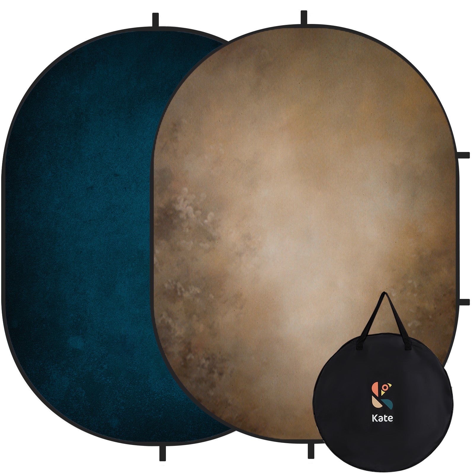 RTS Kate Abstract Dark Blue / Brown Microfiber Collapsible Backdrop for Photography 5X6.5ft(1.5x2m) (US & CA Only)