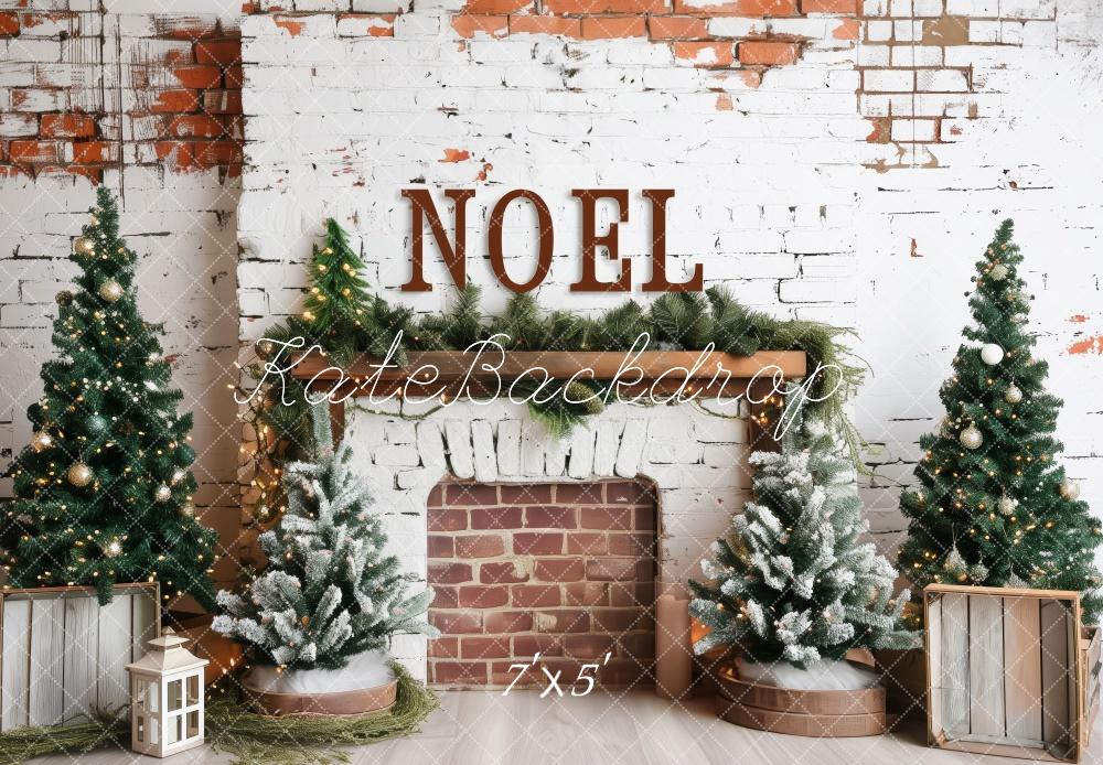 Kate Christmas Tree Noel Fireplace Brick Backdrop Designed by Patty Roberts