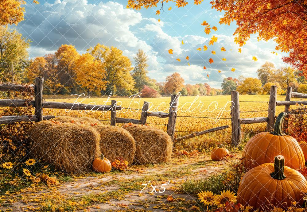 Kate Fall Harvest Pumpkin Field Backdrop Designed by Emetselch