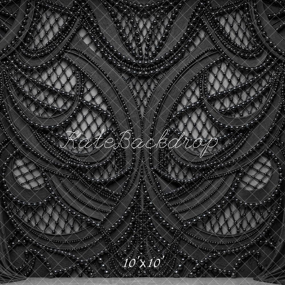 Kate Halloween Gothic Beaded Black Printed Backdrop Designed by Mini MakeBelieve