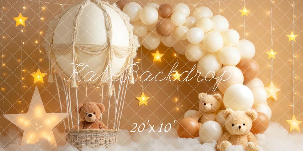 Kate Cake Smash Hot Air Balloon Teddy Bears Star Balloons Backdrop Designed by Emetselch