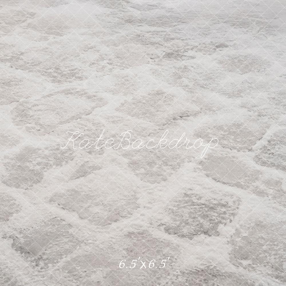 Kate Winter White Snow Cobblestone Floor Printed Backdrop Designed by Emetselch