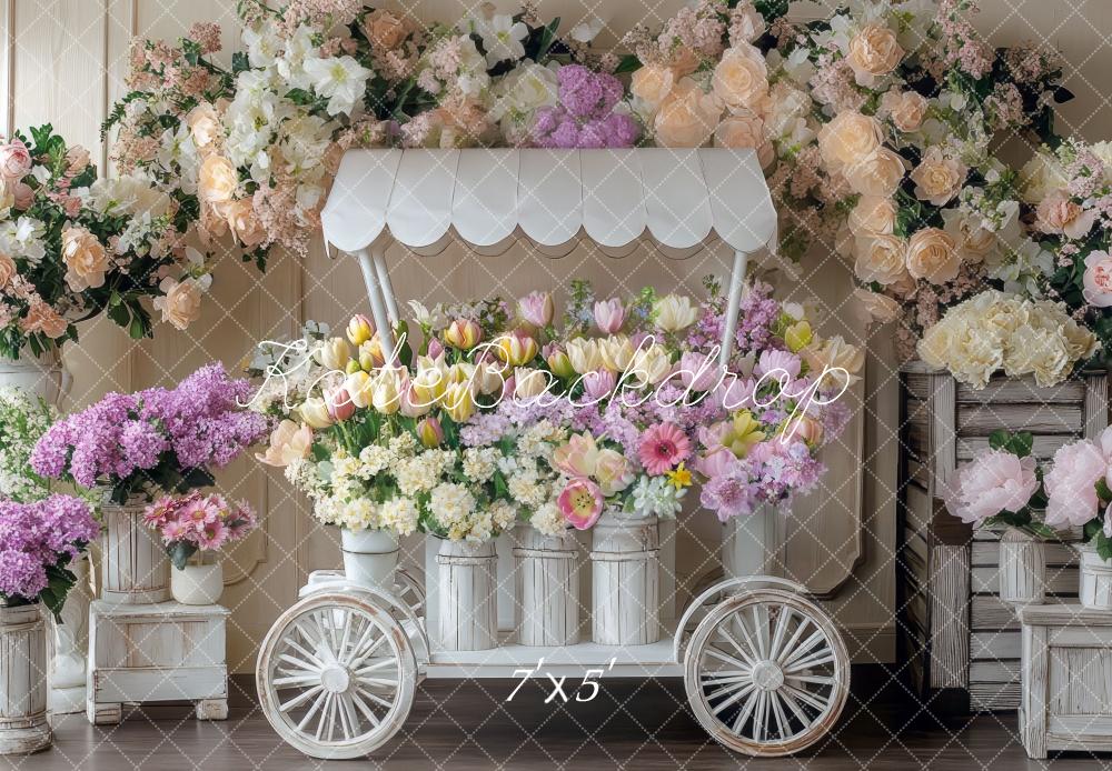 Kate Spring White Flower Cart Backdrop Designed by Mini MakeBelieve