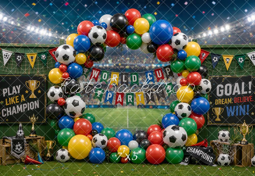 Kate Sports Soccer Balloon Arch Stadium Field Printed Backdrop Designed by Chain Photography
