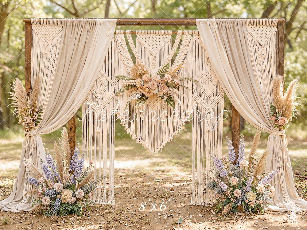 Kate Mother's Day Boho Macrame Floral Arch Backdrop Designed by Emetselch