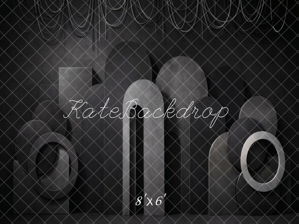 Kate Black Geometric Arch Shapes Printed Backdrop Designed by Vertigo Productions