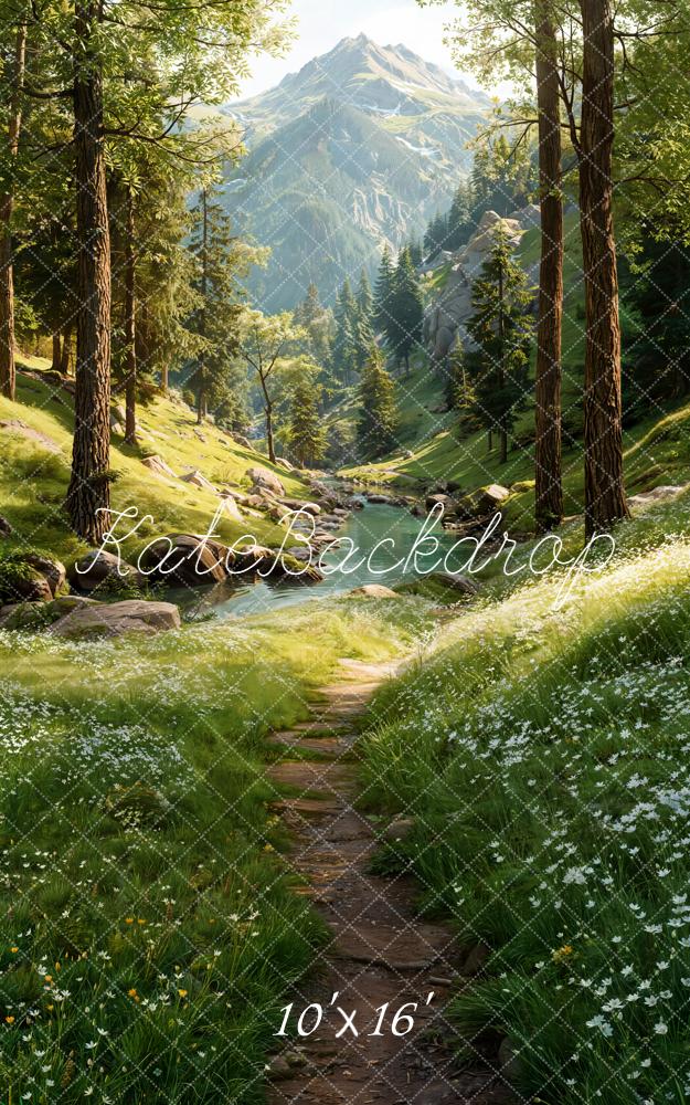 Kate Forest Mountain River Path Backdrop Designed by Emetselch