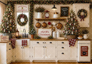 Lightning Deal Kate Christmas Tree White Kitchen Cabinet Pan Baking Plaid Printed Backdrop Designed by Shutter Swan Studios