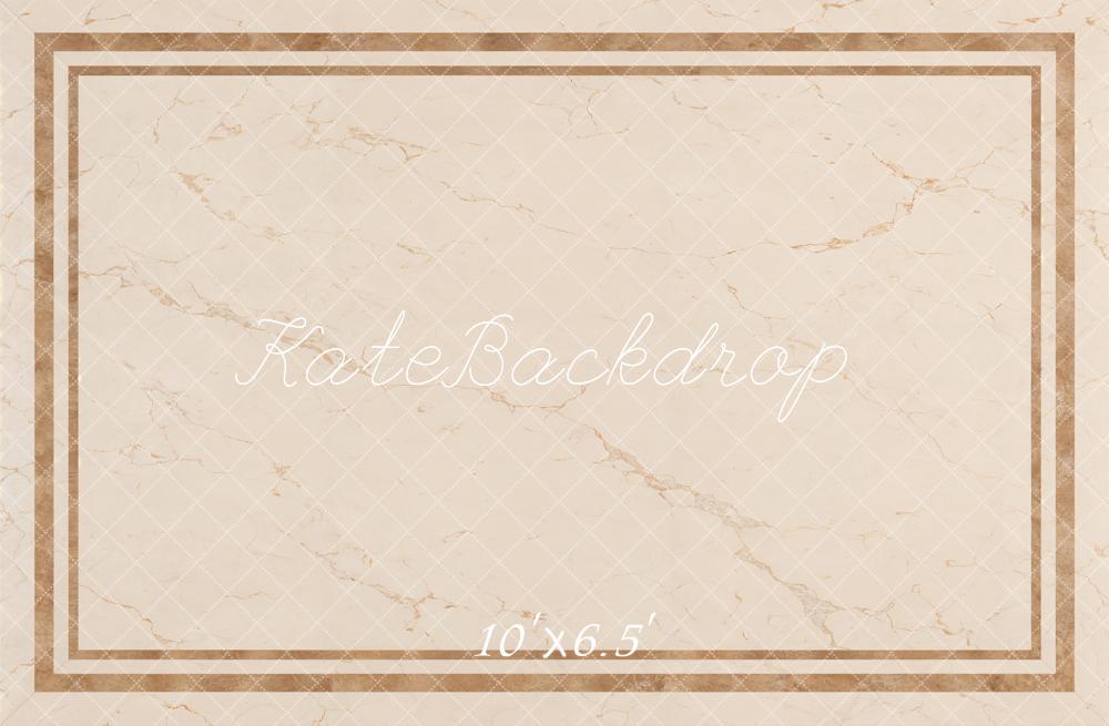 Kate Beige Marble Border Floor Printed Backdrop Designed by Emetselch
