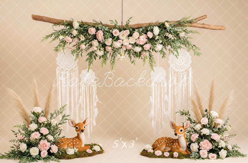 Kate Mother's Day Boho Flower Arch Deer Floral Dreamcatcher Backdrop Designed by Patty Roberts