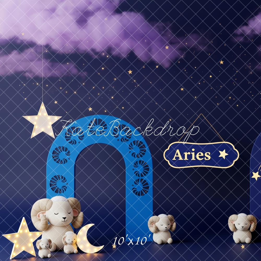 Kate Cake Smash Aries Ram Arches Stars Moon Night Sky Backdrop Designed by Patty Roberts
