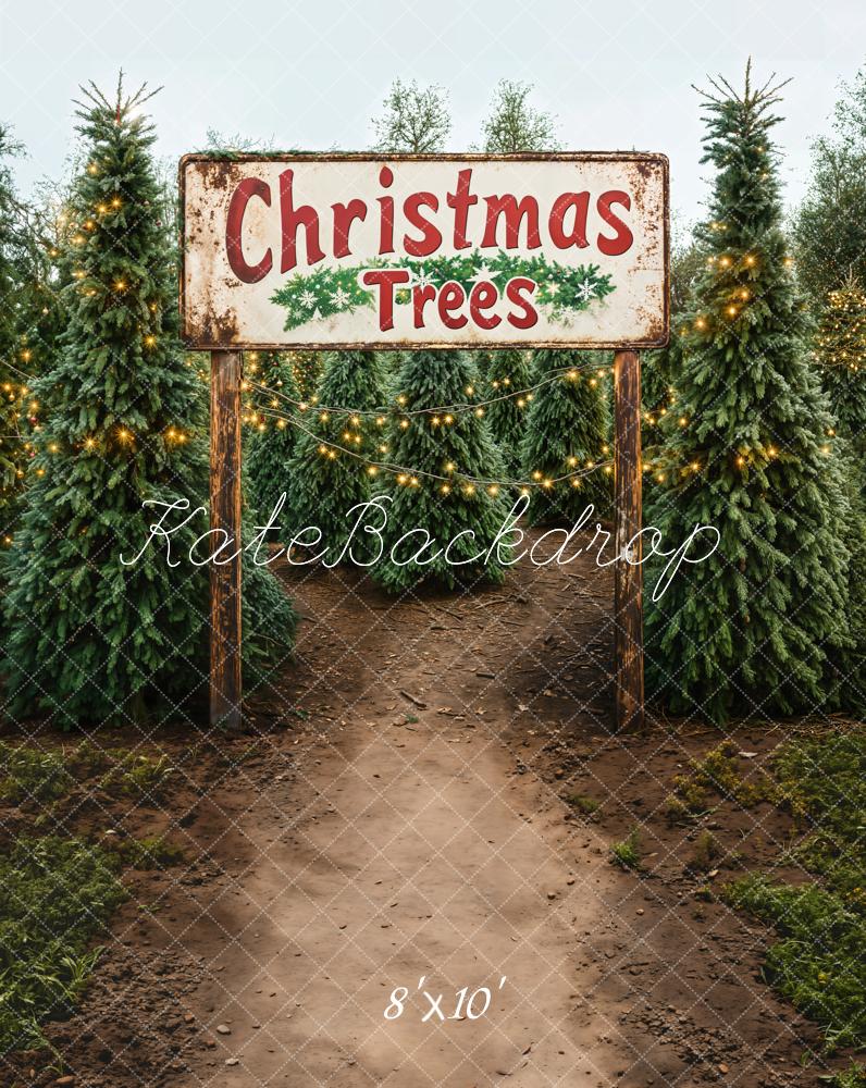 Kate Christmas Trees Farm Path Backdrop Designed by Emetselch