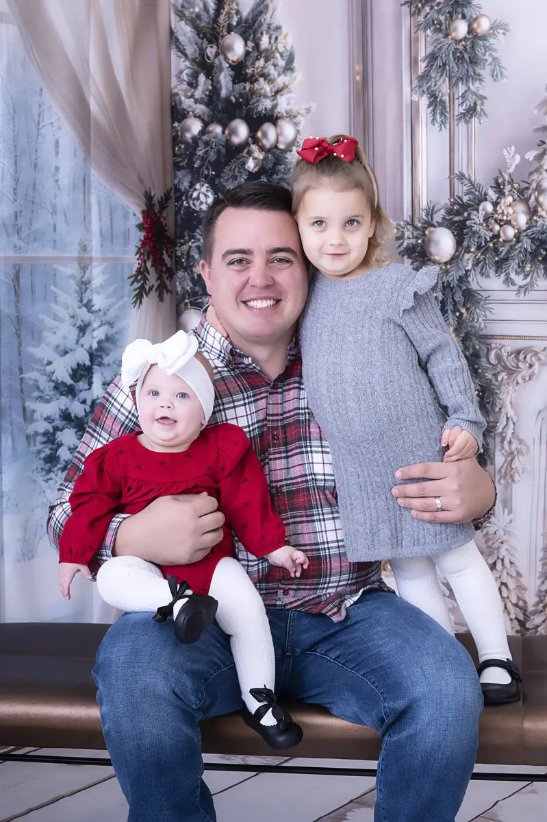 Kate Christmas White Window Wreath Backdrop Designed by Emetselch