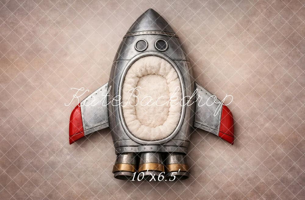 Kate Newborn Rocket Ship Prop Beige Texture Printed Backdrop Designed by Vertigo Productions