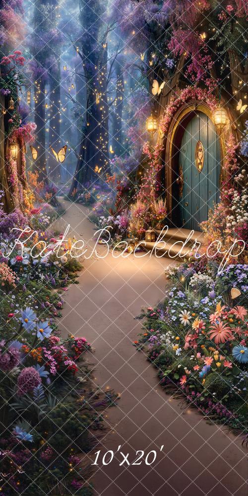 Kate Fairy Tale Forest Tree House Butterflies Pathway Printed Backdrop Designed by Emetselch