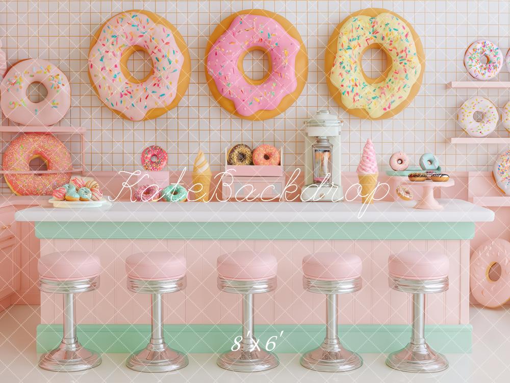 Kate Dreamy Donut Shop Diner Counter Pink Backdrop Designed by Patty Roberts