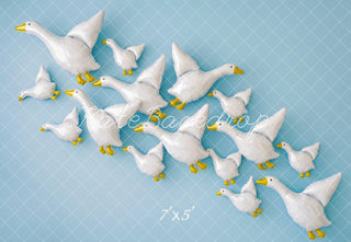 Kate Cake Smash Flying Duck Balloons Blue Wall Printed Backdrop Designed by Patty Roberts