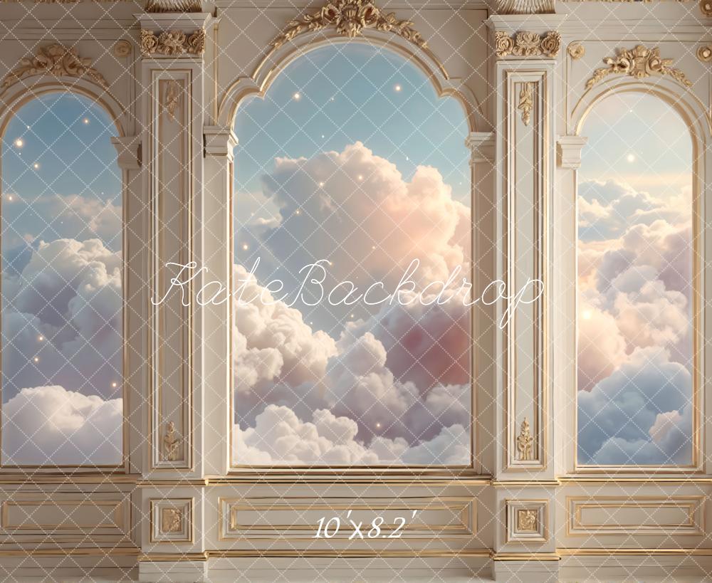 Kate Arch Baroque Window Cloud Sky Printed Backdrop Designed by Mini MakeBelieve