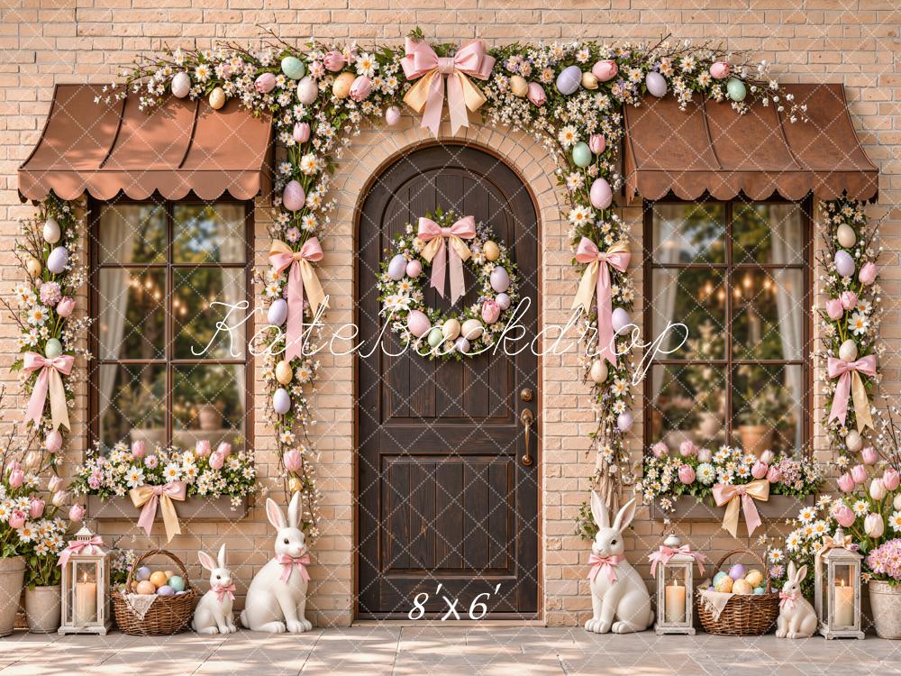 Kate Easter Floral Egg Arch Doorway Brick Wall Printed Backdrop Designed by Emetselch