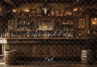 Kate Rustic Western Saloon Bar Barrels Brown Printed Backdrop Designed by Emetselch