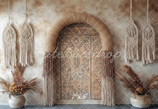 Arco in Macramè Boho con Sfondo in Erba Pampas progettato da Mini MakeBelieve