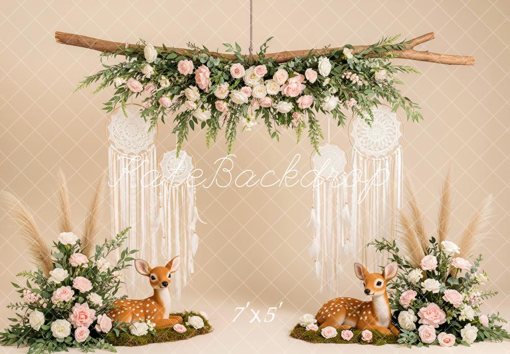 Kate Mother's Day Boho Flower Arch Deer Floral Dreamcatcher Backdrop Designed by Patty Roberts