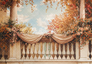 Kate Fall Fine Art Floral Flower Balcony Printed Backdrop Designed by Emetselch