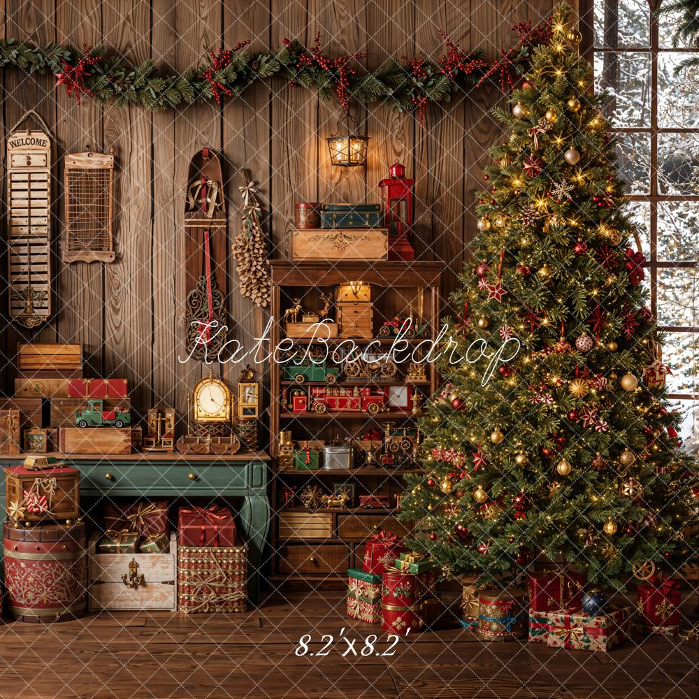 Kate Christmas Tree Toys Room Gifts Wood Wall Backdrop Designed by Emetselch