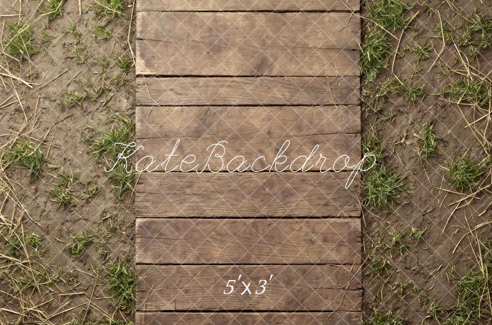 Kate Wooden Pathway with Dirt and Grass Floor Backdrop Designed by Mini MakeBelieve