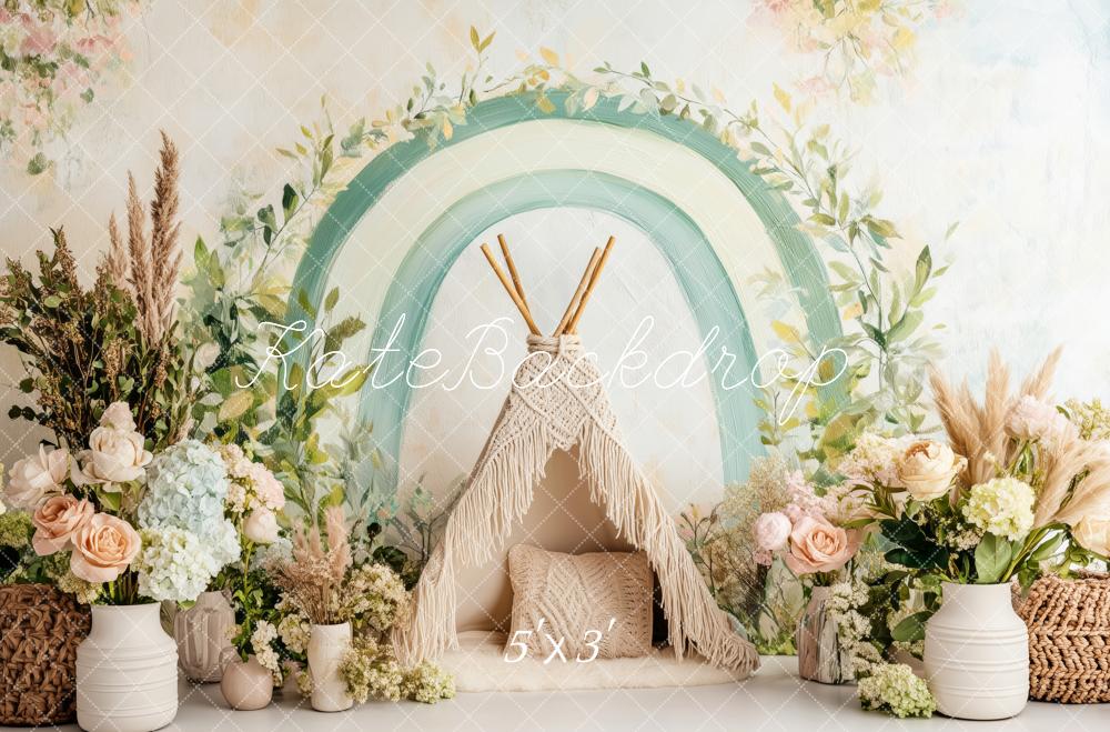 Kate Boho Green Arch Teepee Backdrop Designed by Patty Roberts
