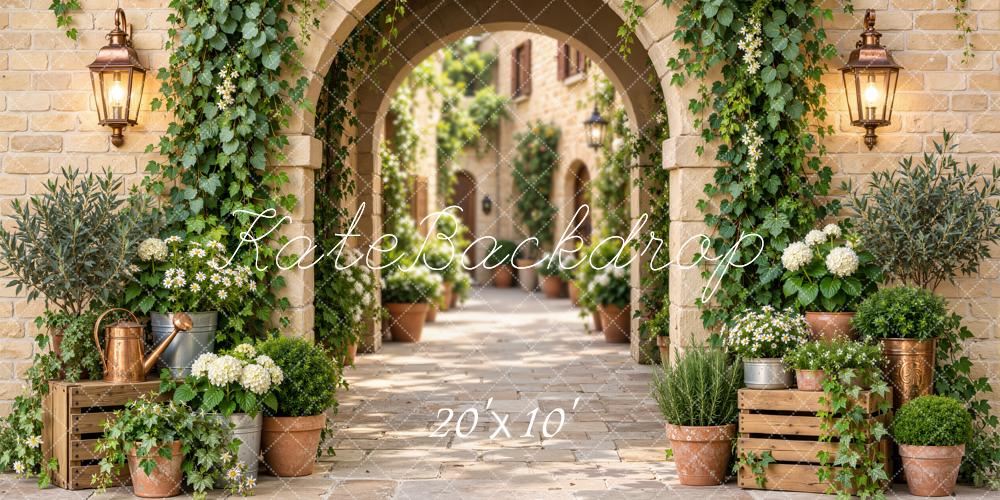 Kate Spring Arch Ivy Garden Flower European Courtyard Printed Backdrop Designed by Emetselch