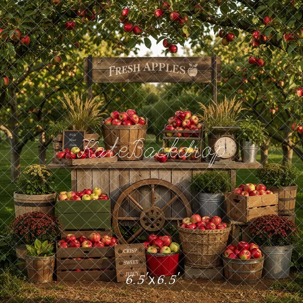 Kate Fall Apple Orchard Wheel Market Stand Printed Backdrop Designed by Emetselch