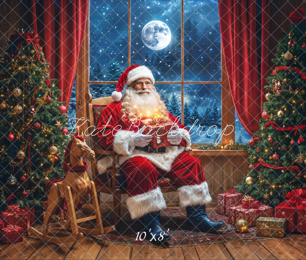 Kate Christmas Tree Santa Claus Window Backdrop Designed by Emetselch