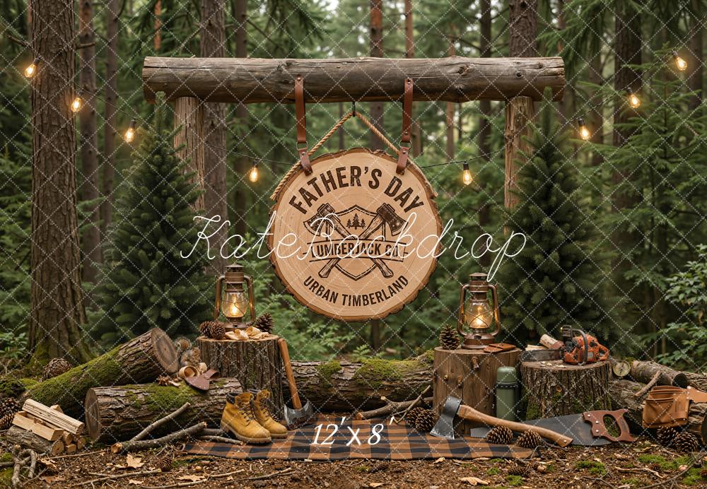 Kate Father's Day Lumberjack Forest Camp Printed Backdrop Designed by Emetselch