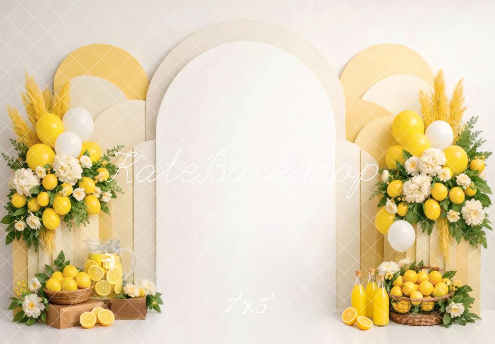 TEST Kate Summer Lemon Flower Arch Balloon Yellow Printed Backdrop Designed by Vertigo Productions
