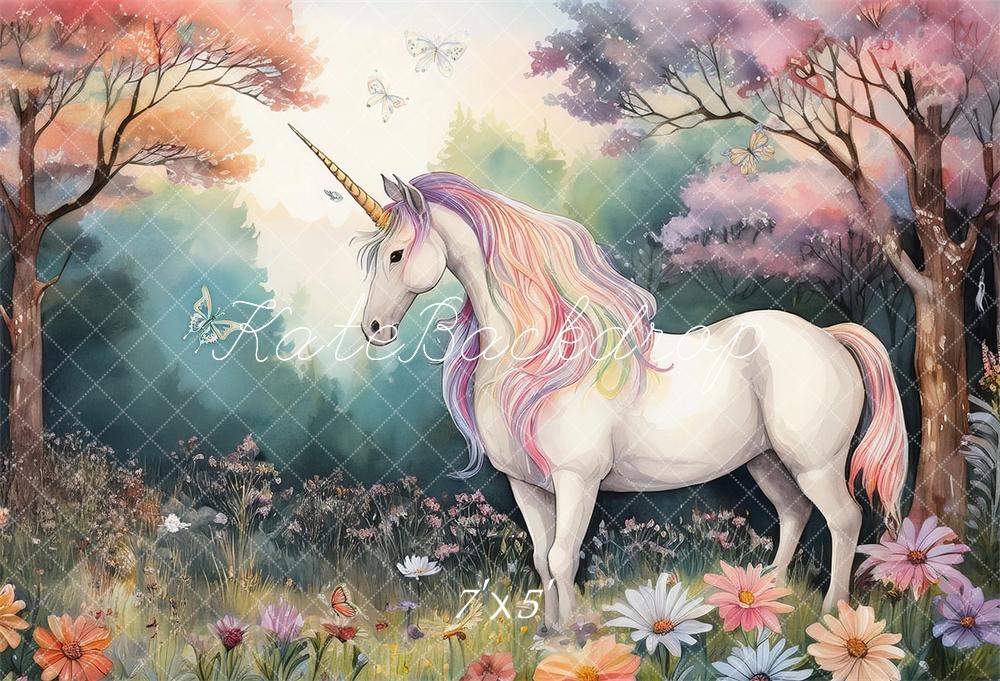 Fantasy Pastel Unicorn Forest Foto Achtergrond Designed by Mandy Ringe Photography