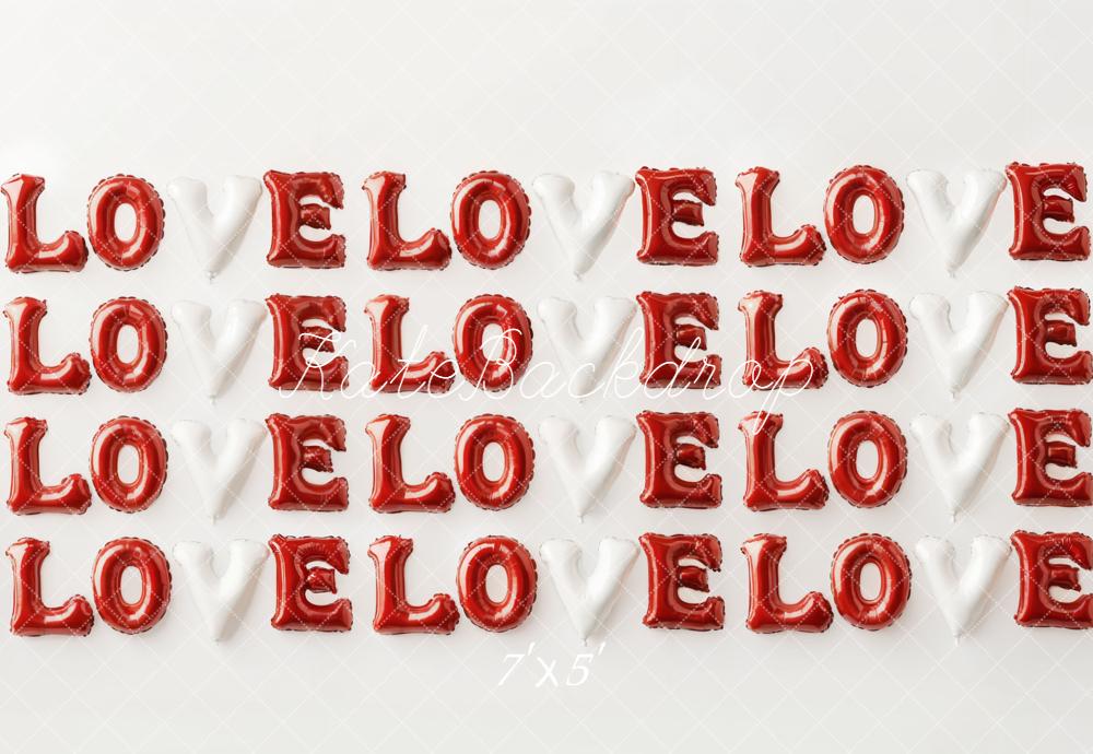 Kate Valentine's Day Red White Love Balloon Letters Backdrop Designed by Emetselch