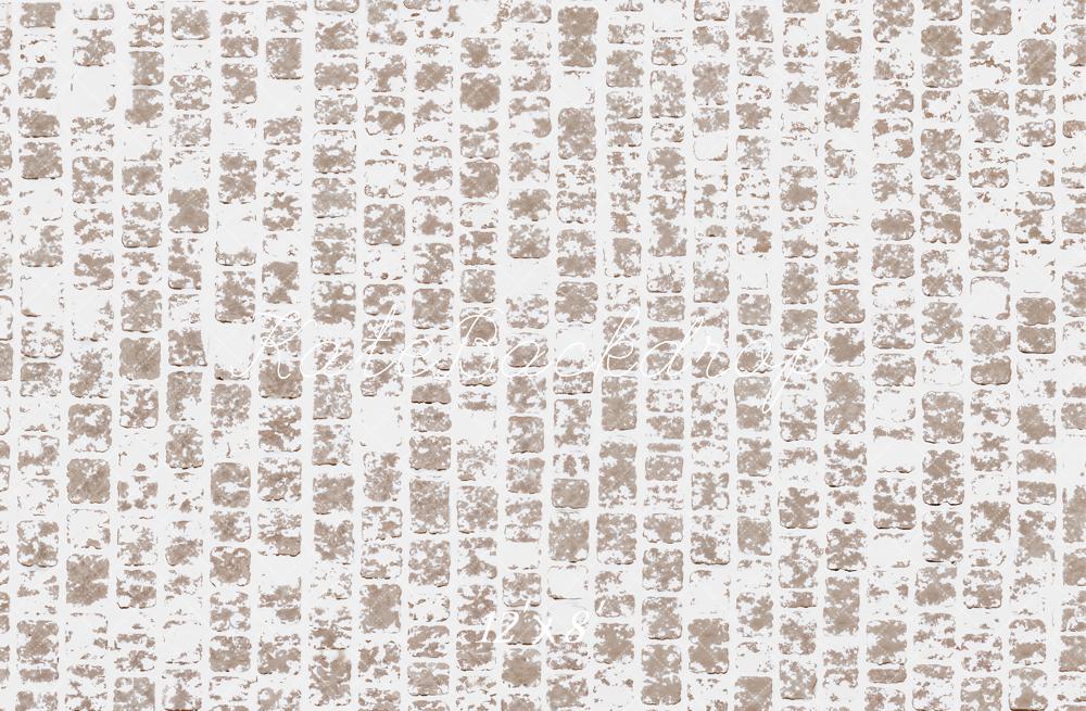 Kate Beige Cobblestone Snowy Floor Printed Backdrop Designed by Emetselch