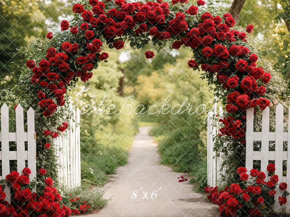 Valentine Rose Arch Garden Path Foto Achtergrond Designed by Emetselch