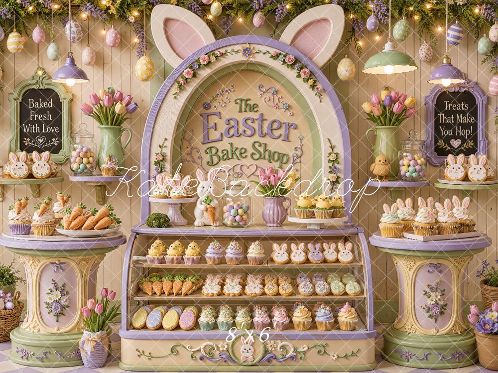 Kate Easter Bake Shop Floral Display Bunny Ears Eggs Printed Backdrop Designed by Chain Photography