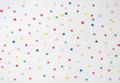 Kate Colorful Star Confetti White Printed Backdrop Designed by Emetselch