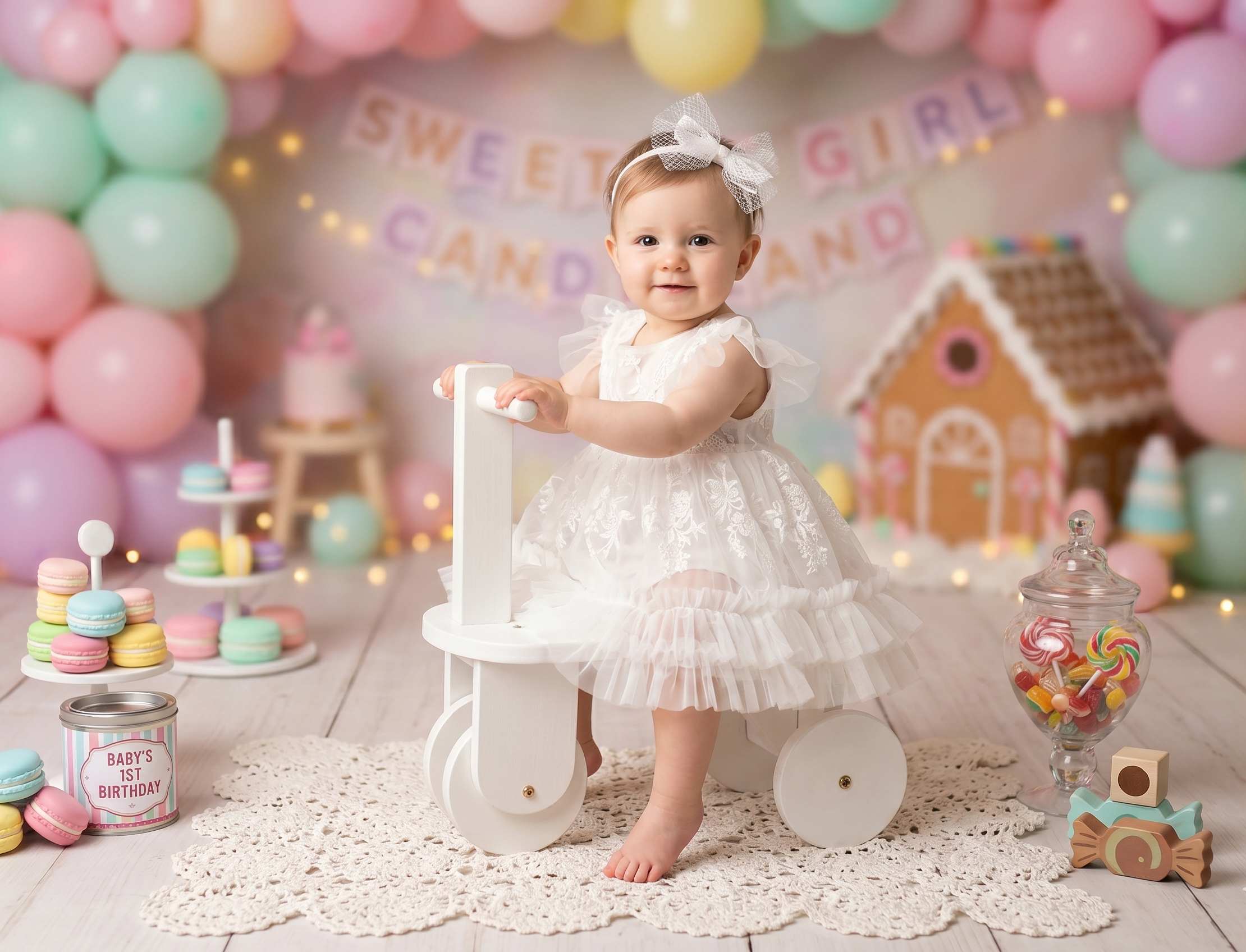 Kate 'Nordic Rider' Vintage White Wooden Tricycle | Sitter & Birthday Photo Prop
