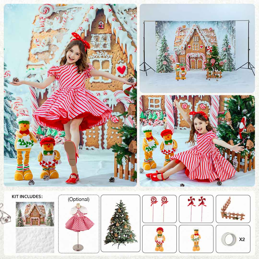 Kate Christmas Gingerbread House Photo Kit Photography Backdrops&Props Themed Bundle