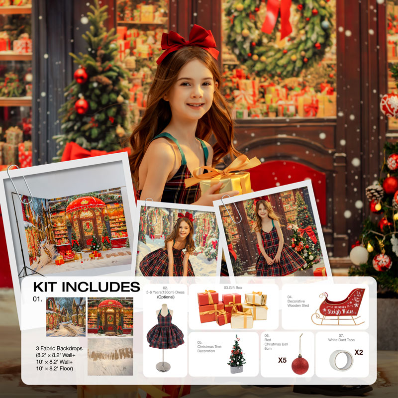 RTS Kate Christmas Shop Street Roomset Photo Kit Photography Backdrops&Props Themed Bundle