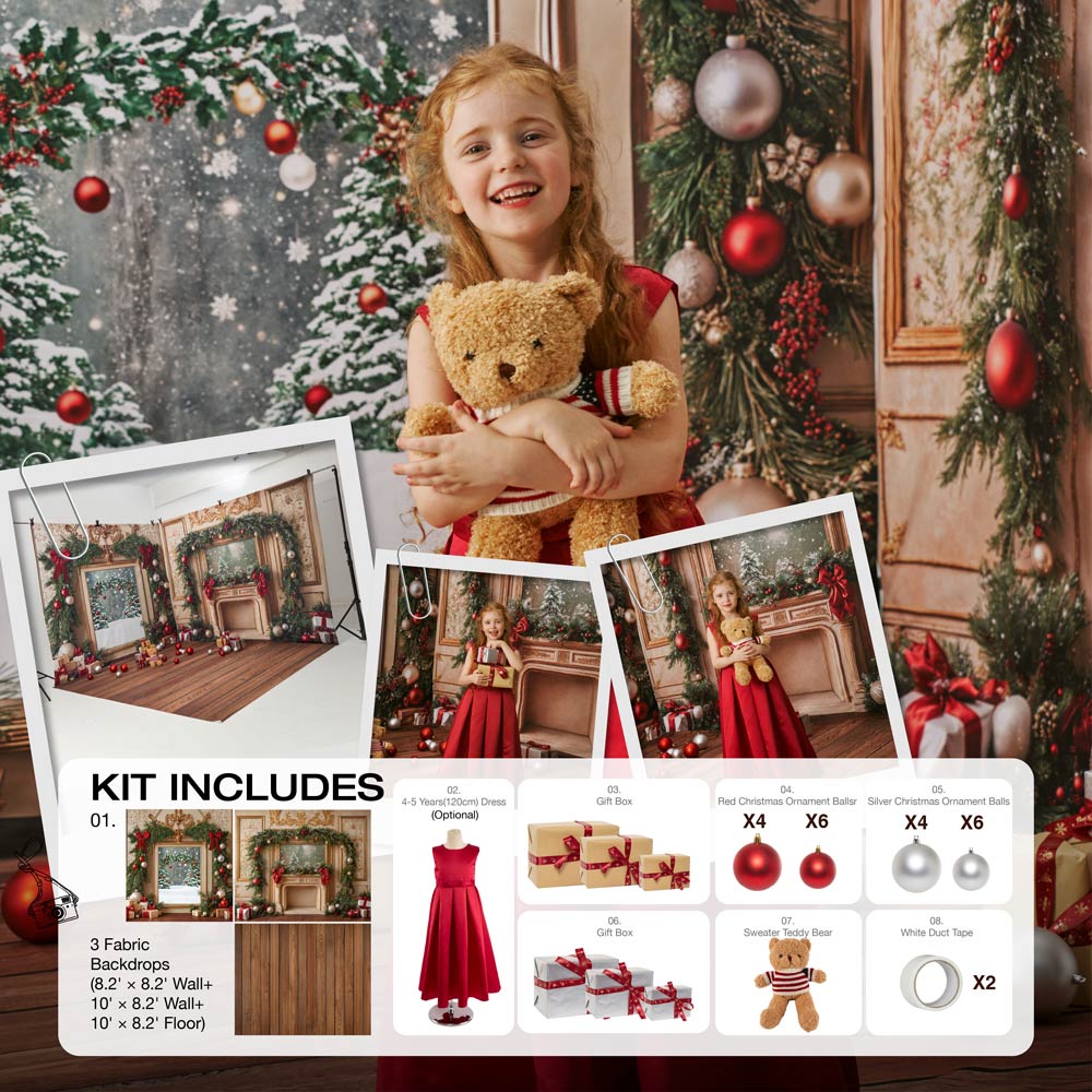 RTS Kate Christmas Fireplace Room Set Photo Kit Photography Backdrops&Props Themed Bundle