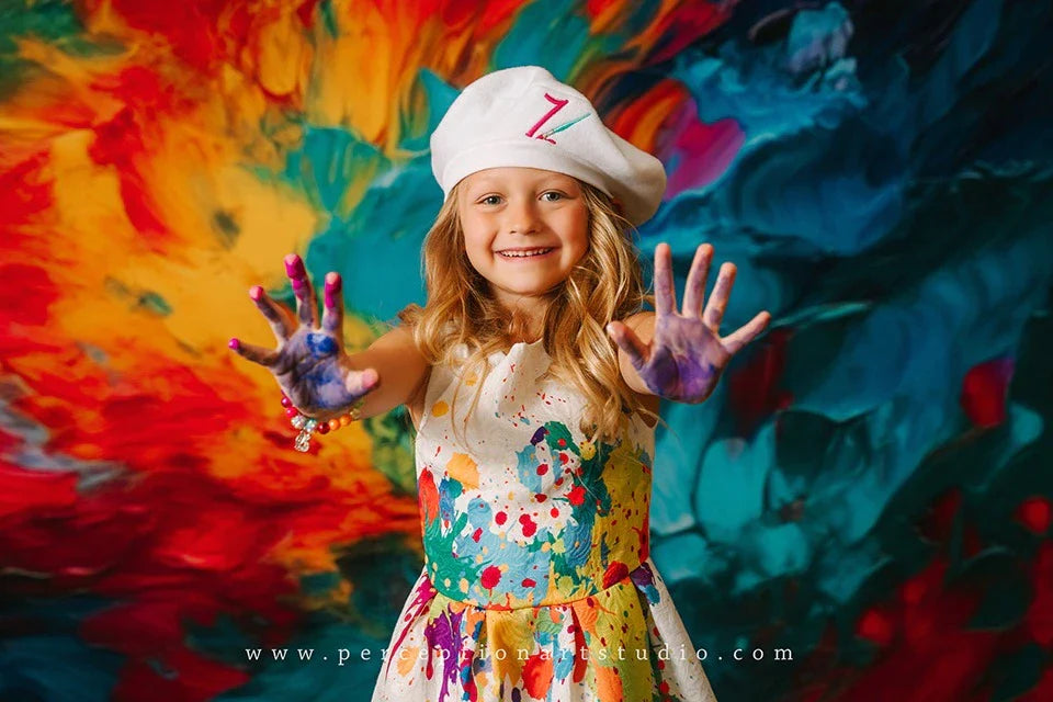 Kate Abstract Rainbow Paint Backdrop Designed by Mandy Ringe Photography
