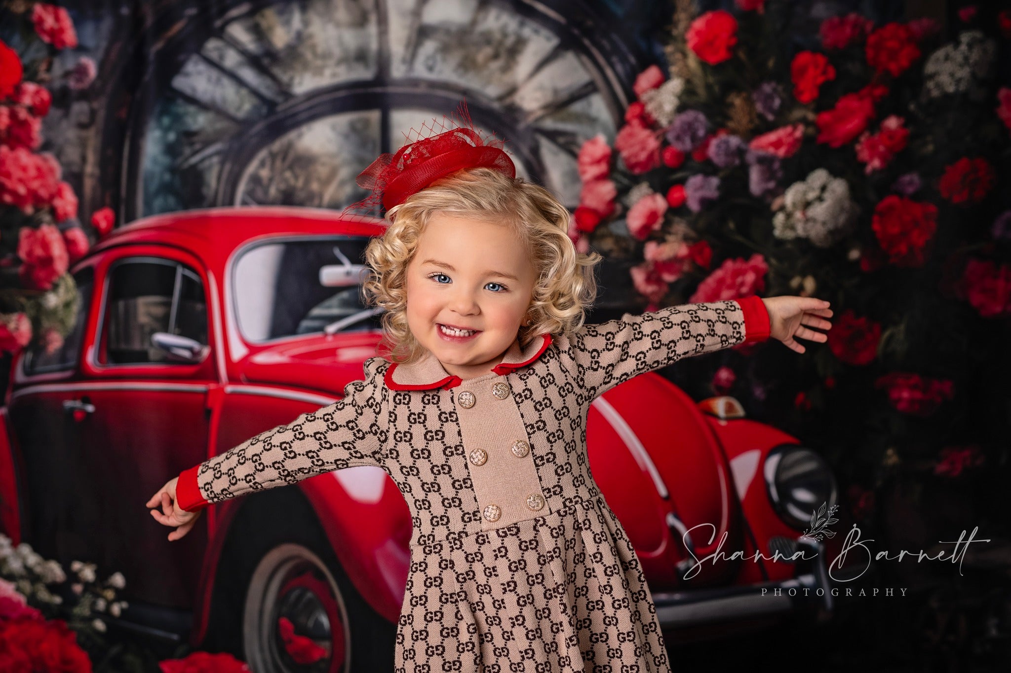 Kate Valentine's Day Red Car Backdrop Designed by Patty Robert