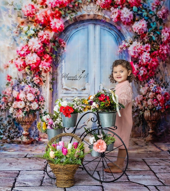 Kate Spring Fantasy Pink Flower Wall Arched Door Backdrop Designed by GQ