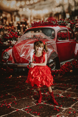 Kate Valentine's Day Vintage Red Roses Car Printed Backdrop Designed by Emetselch