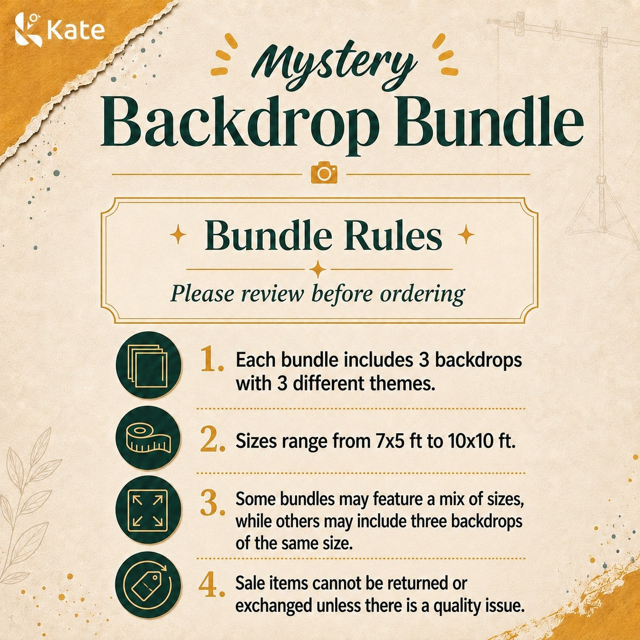 Kate Mystery Pack-Backdrop Bundle. Free Shipping (US ONLY)